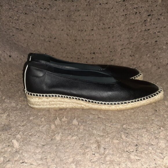 EVERLANE “The Espadrille” Black Leather/Jute Whipstitch & Wedge-Sz 11-NEW/NO BOX - Picture 5 of 8